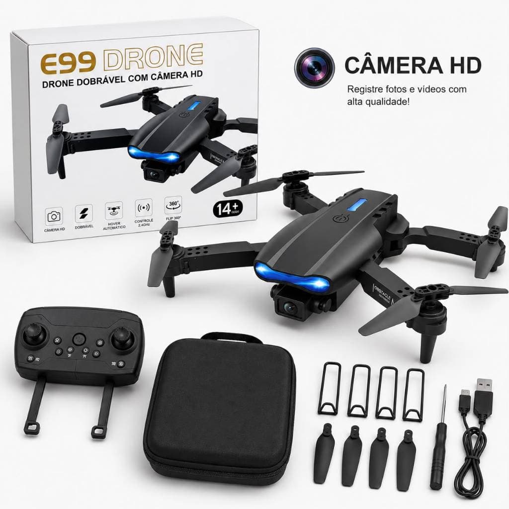 Dli Drone E99 professional Dobrável Dual camera 4K hd quadcopter Camping - Fotografia Aérea Rc