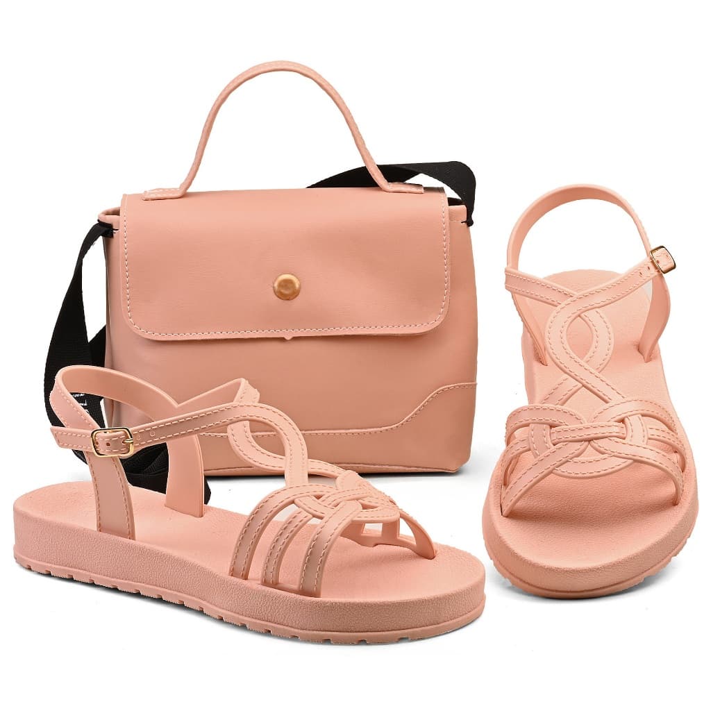 Kit Sandália Feminina Confortavel com Bolsa Luxo de Brinde Luiza Liz