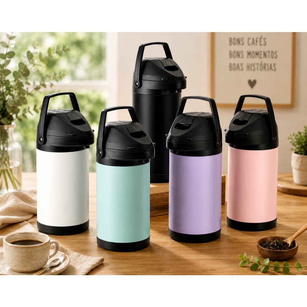 GARRAFA TÉRMICA AÇO INOX CAMPING CHÁ CAFÉ 2500ML