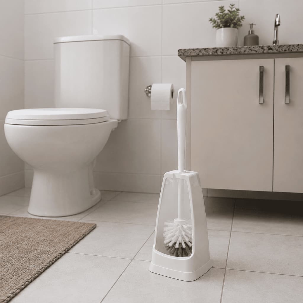 Escova Sanitária Com Suporte Organizador Banheiro Escova para Vaso Cabo Ergonômico Cerdas Resistente