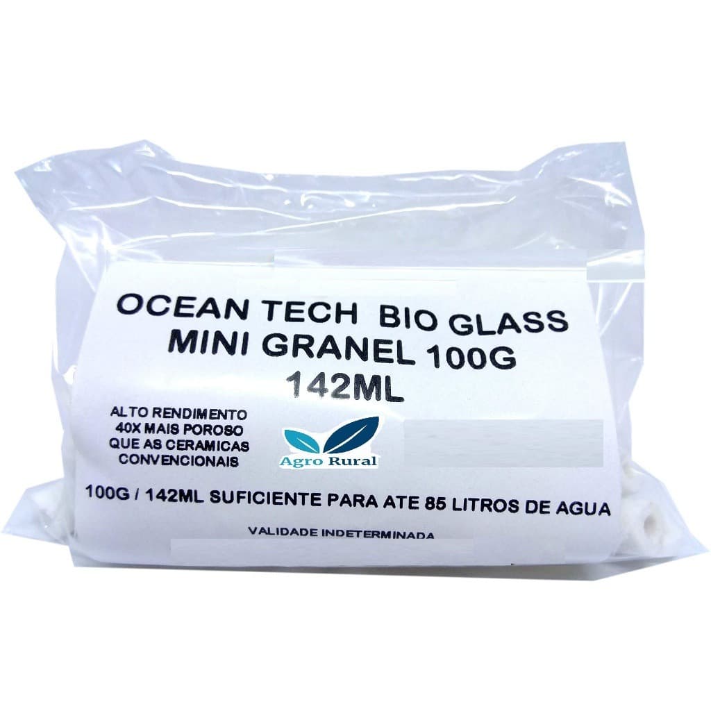 Ocean Tech Bio Glass Mini 100ml + Bolsa Filtrante. Mídia Cerâmica Filtradora Pq. Aquários e Filtros