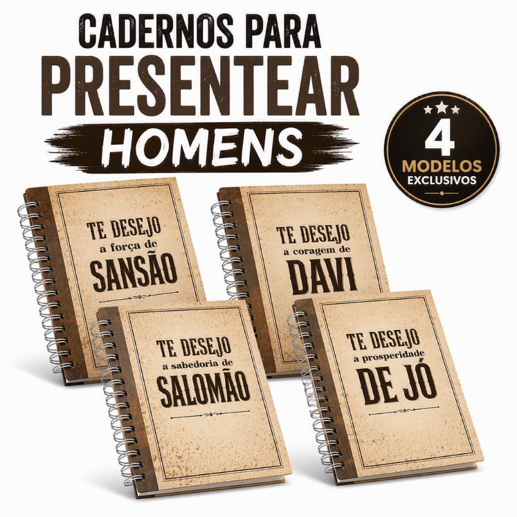 Caderno Capa Dura Cristão Presente Dia Dos Pais Masculino Espiral 70 Folhas Não Pautado Presente Pai