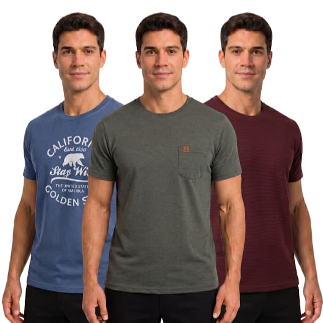 Kit 3 Camisetas Masculinas Básicas e Estampadas Casual Qualidade Premium Trabalho Dia a Dia Passeio