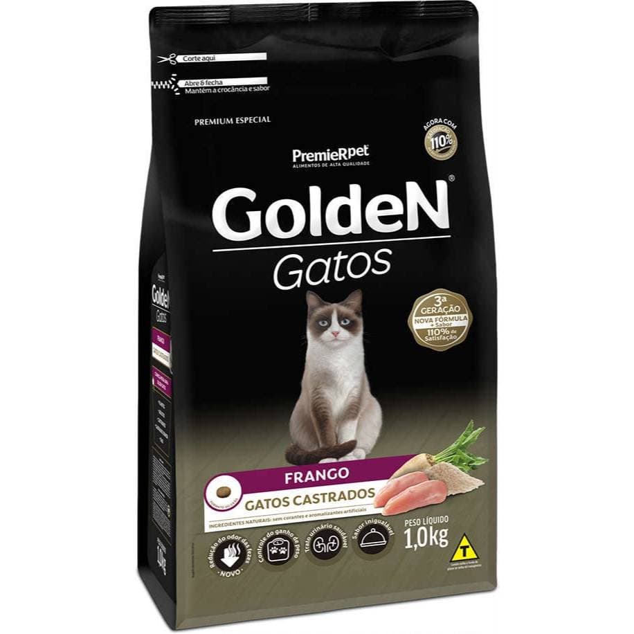 Ração Golden Gatos Adultos Castrados 1kg PremieR Pet Alimento Premium para Gatos Castrados