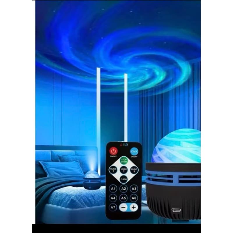 Projetor Galáxia Aurora Boreal LED 14 Cores com Estrelas e Nebulosa USB Decoração Quarto