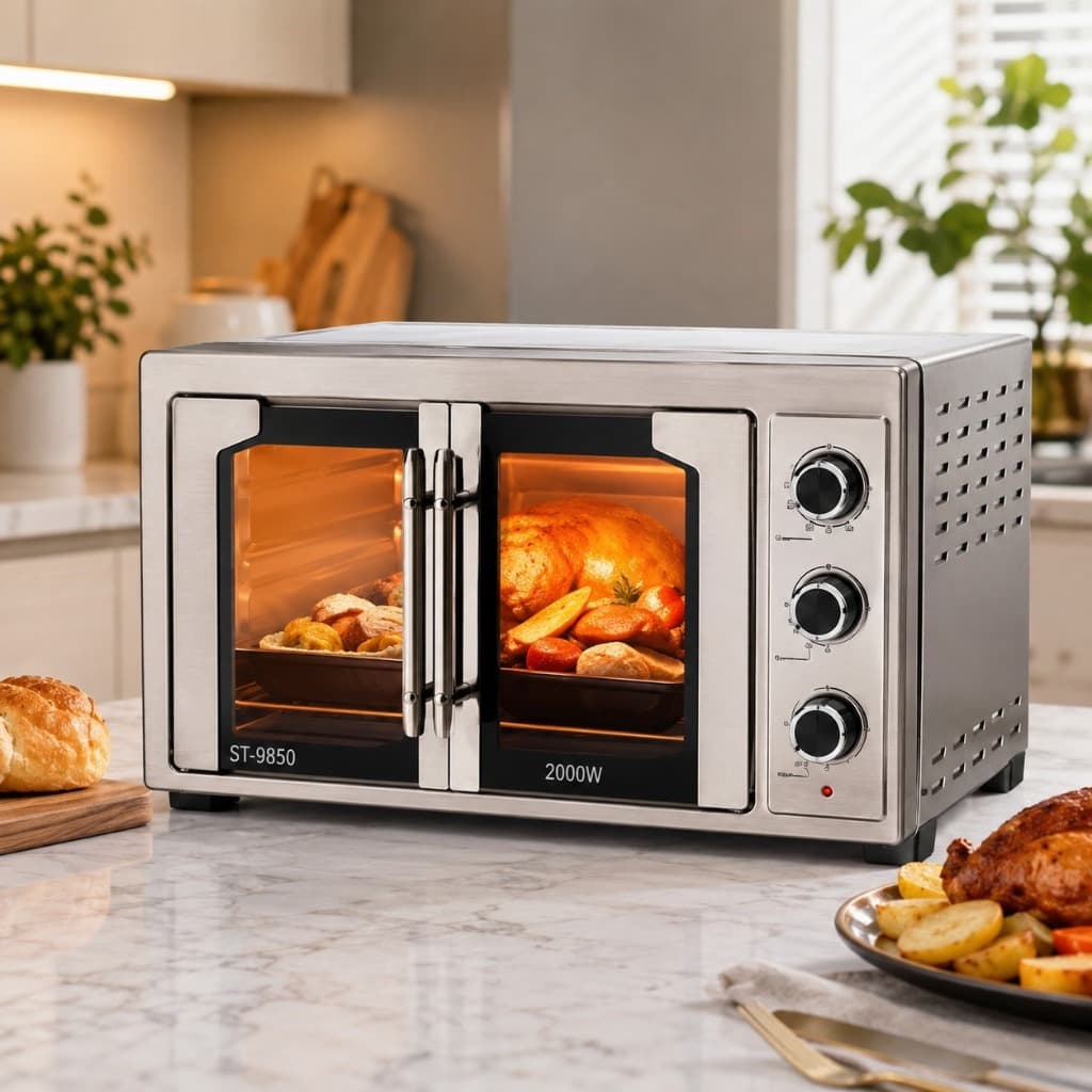 Forno Elétrico 45 Litros 2000W Bancada 220V Dupla Porta com Controle de Temperatura e Timer