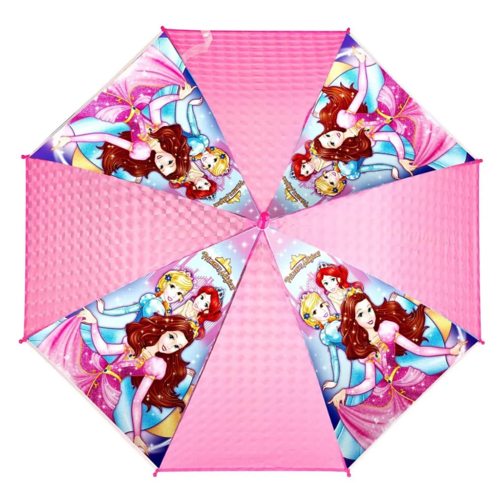 Guarda-Chuva Infantil Menina Princesas Mágicas Resistente Sombrinha Rosa Personagem Desenho Apito