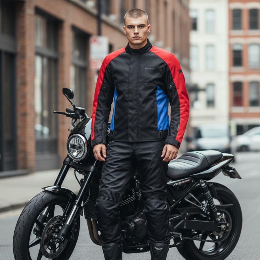 Jaqueta Texx Ronin V2 Masculina Preta Vermelha Azul Jaqueta Motociclista Touring Com Proteção