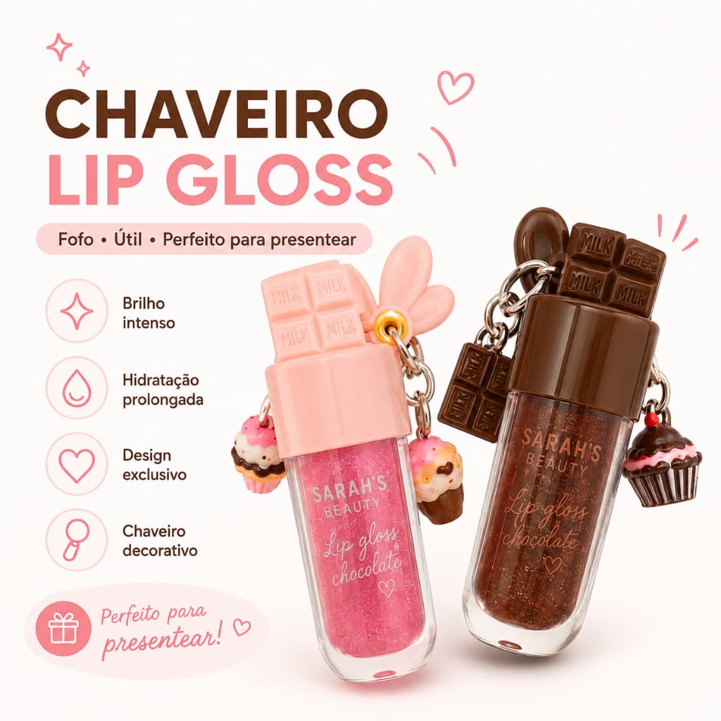 Lip Gloss Hidratante Labial Com Chaveiro