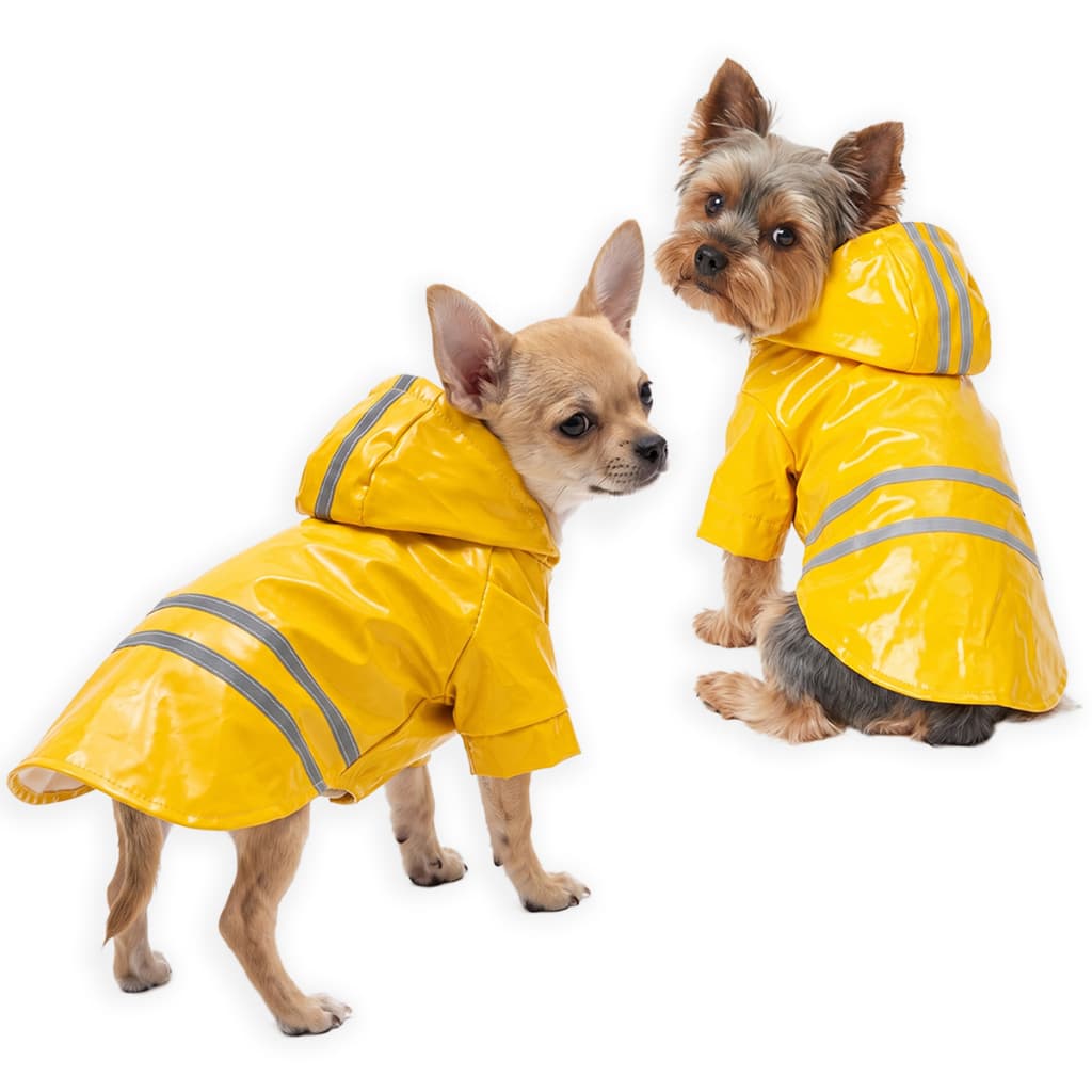 Capa de Chuva Para Cachorro Pet Roupa Impermeável Cães e Gatos Pequenos Amarela