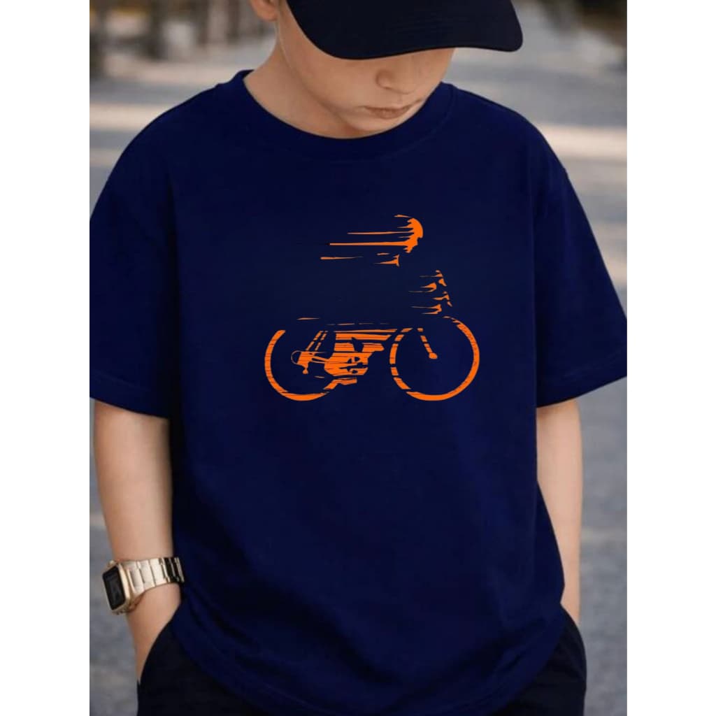 Camiseta Infantil Lançamento Algodão Gola Redonda Camisa Estampa Bike Veloz