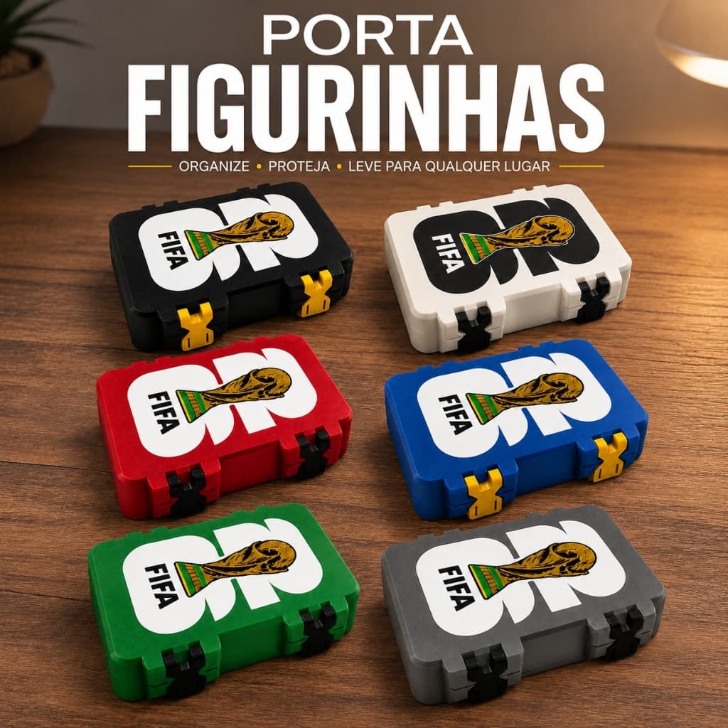 Caixinha Porta Figurinhas da Copa ⚽ Organizador de Cards Futebol | Estojo para Guardar Figurinhas