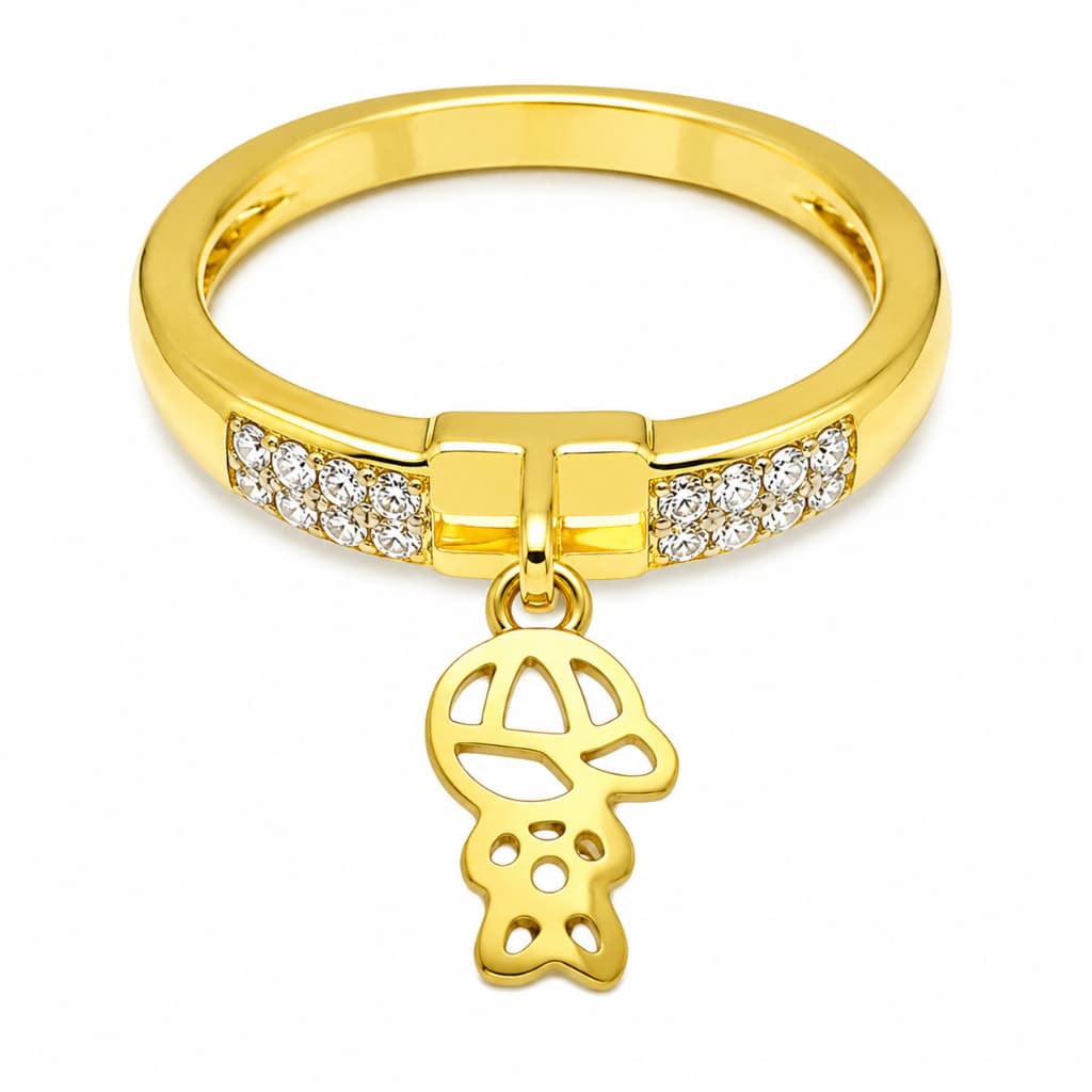 Anel de filhos filhas banhado a ouro 18k pingente de menino menina,anel de zirconia