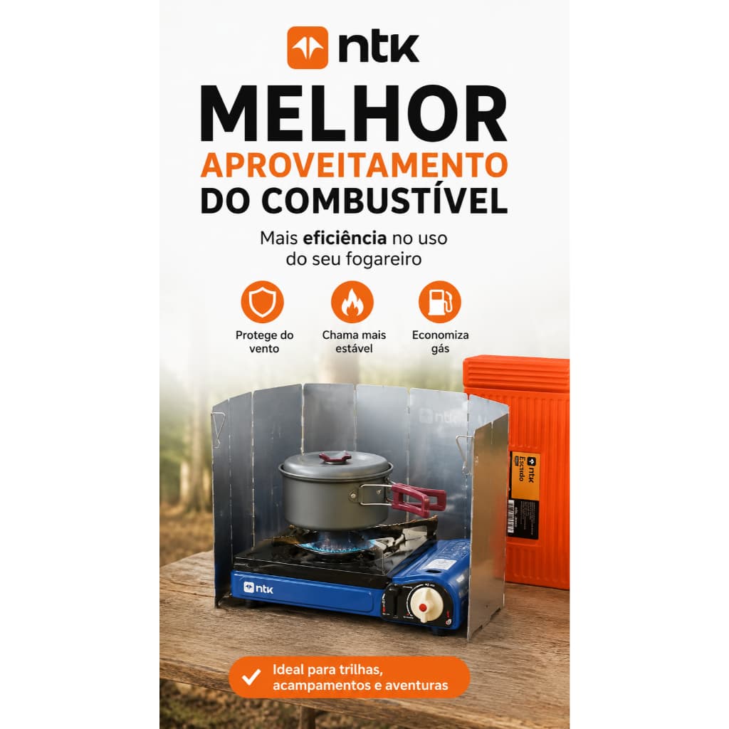 Escudo para Fogareiro NTK P em Alumínio Dobrável Compacto para Camping e Trilhas