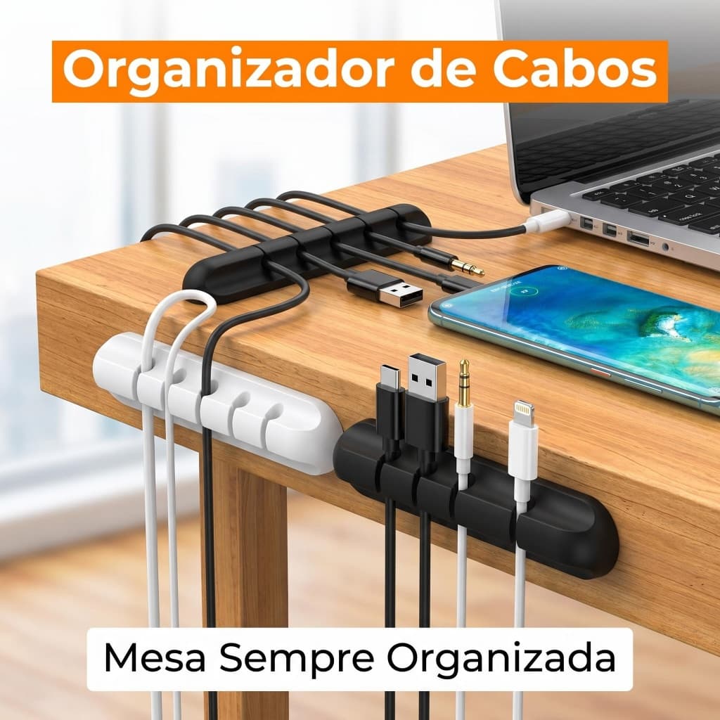 Suporte Adesivo de Fios Organiza Sem Bagunça na Sua Mesa