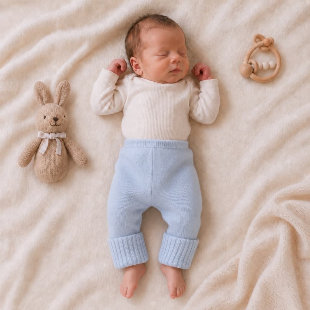 Calça Bebê Recém-Nascido Tricot Premium Macia com Pezinho Saída Maternidade