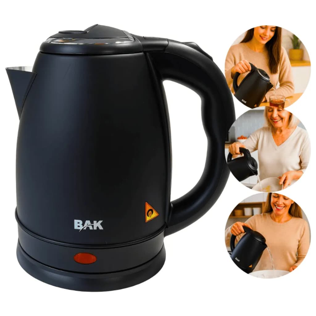 Chaleira Jarra Eletrica Inox 1,8L Preto Fosco 127V/220V Chá Café Agua Ferve Rápido