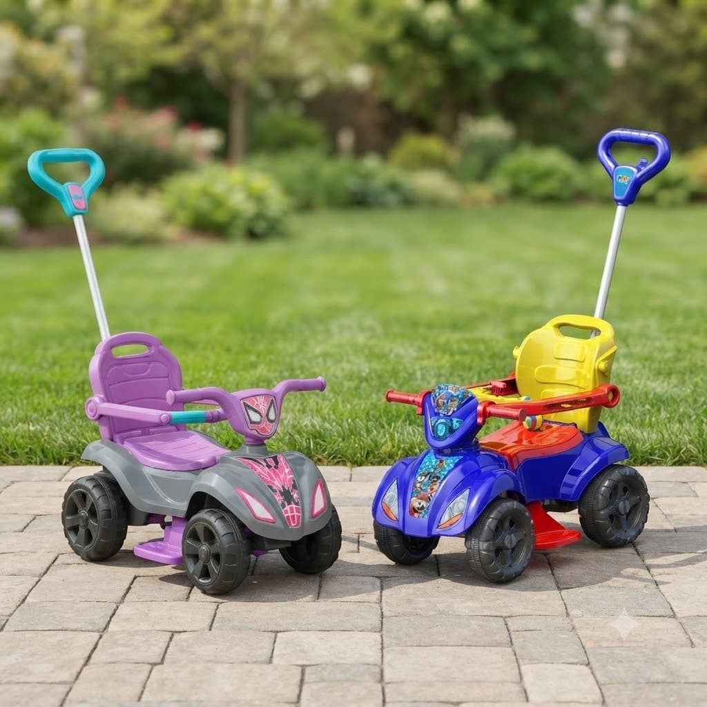 Quadriciclo Infantil Baby com Cestinha para Meninos e Meninas Modelo Aranha Spyder