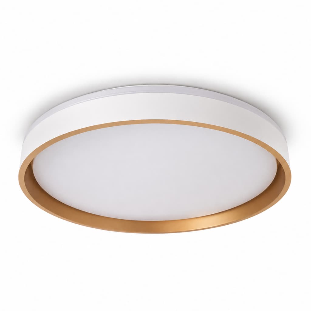 Plafon 36w Redondo Tipo Yael 50cm Branco E Dourado Sobrepor