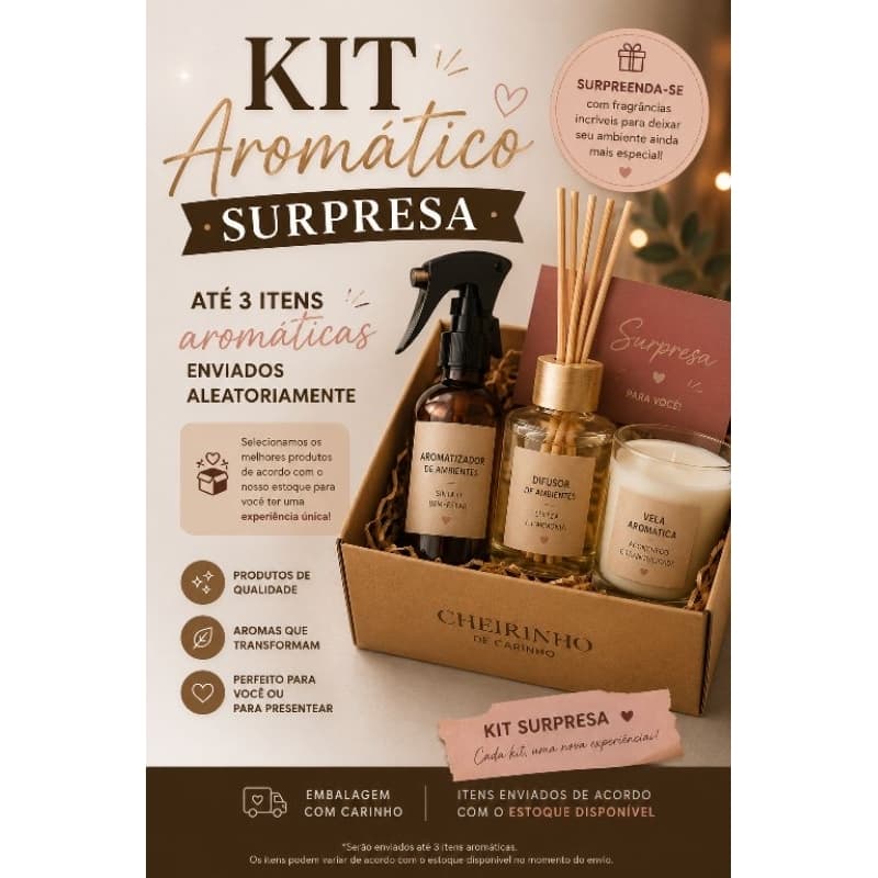 Presente Kit aromático surpresa velas aromáticas caixa surpresa