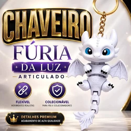 Chaveiro Dragão Fúria Da Luz Articulado Flexível Geek Fúria Da Luz Fúria Da Luz