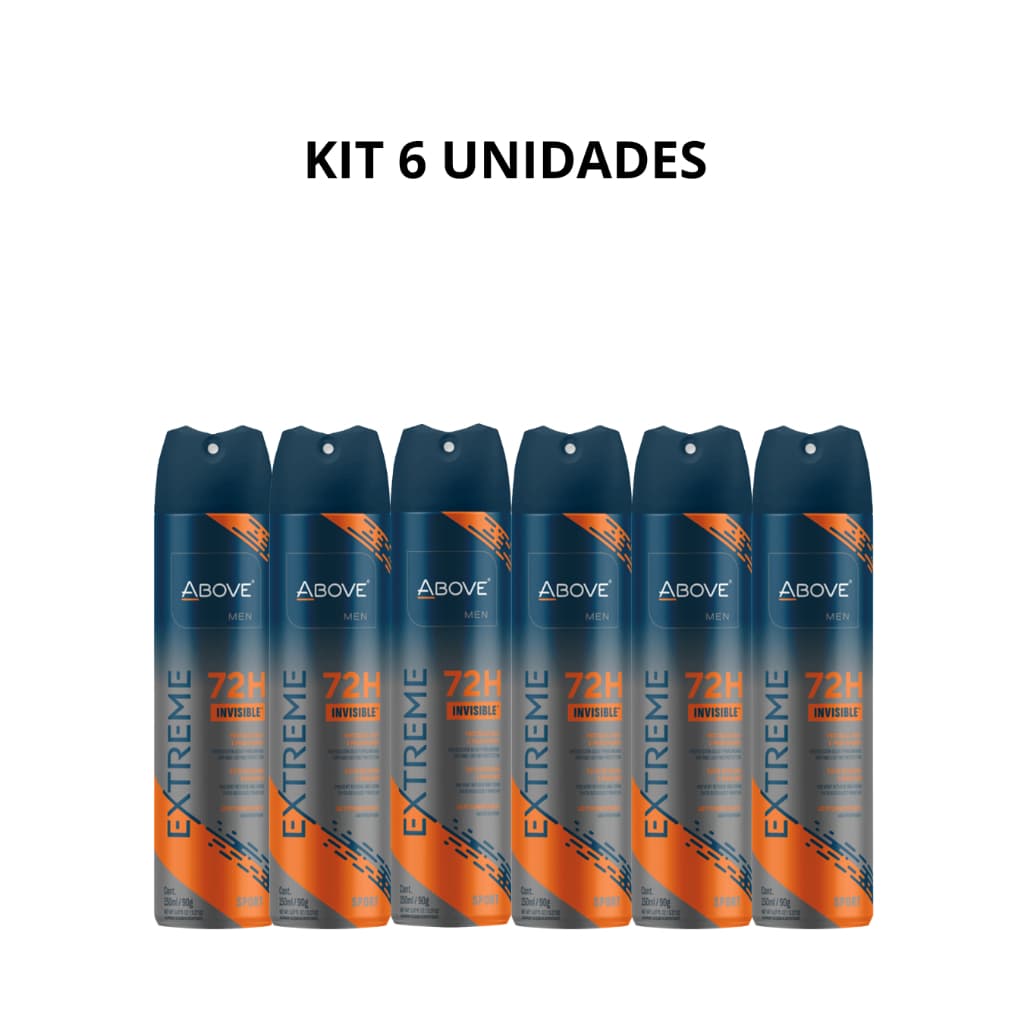 Kit 6 Desodorante Above Men Sport Extreme 150ml Aerosol Masculino Proteção Diária