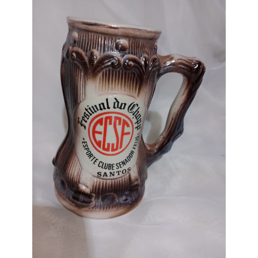 Caneca Antiga Festival do Chopp Esporte Clube Senador Feijó Santos Ler Descrição