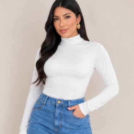 Blusa Femina Manga Longa Premium Gola Alta Suplex Frio