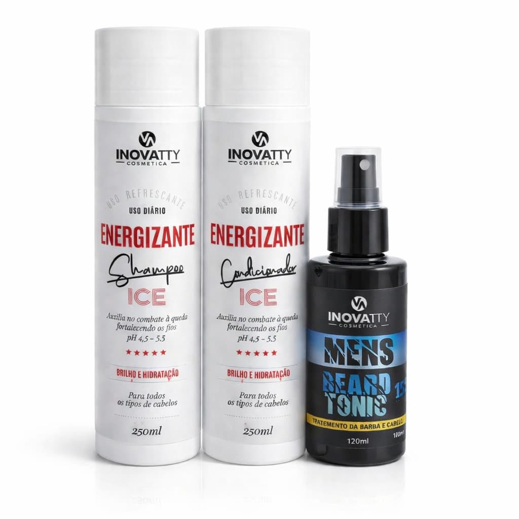 Kit Fortalecimento e Crescimento Capilar Inovatty - Shampoo + Condicionador + Tônico Antiqueda