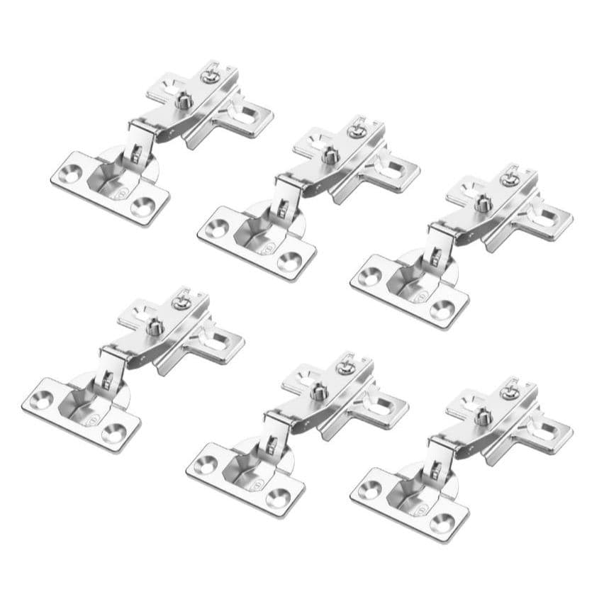 Kit 6 Dobradiça de Pressão Curva Alta Metal 26mm - Mini - Para Armário, Guarda-roupas e Móveis