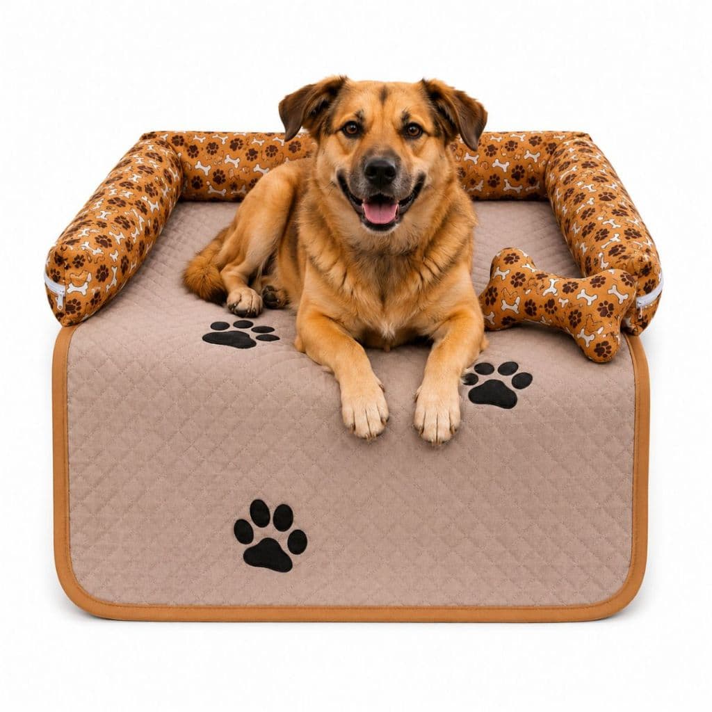 Protetor de Sofá / Cama PET com zíper Lavável Tamanho Grande Patinhas Bordadas Varias Cores