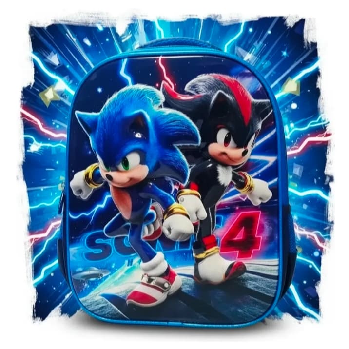 Mochila Creche Sonic Em 3d Alto Relevo Impermeável