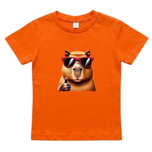 Camiseta Infantil Capivara Joinha Like Unissex 100% Algodão Manga Curta Estampa Divertida Exclusiva