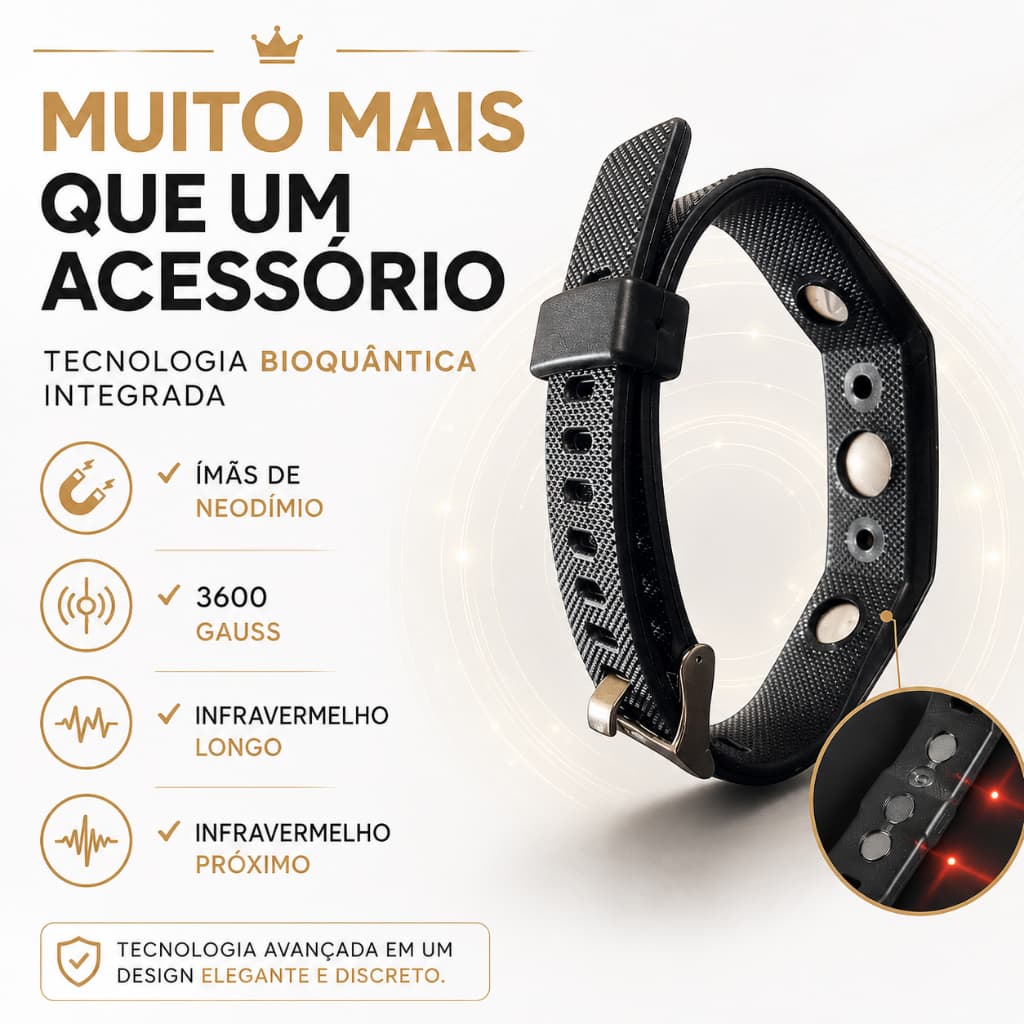 Pulseira Bracelete Magnética Bioquântica EVI Ímãs de Neodímio Infravermelho Longo e Próximo Original