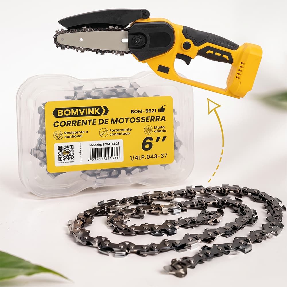 Corrente De Motosserra 6 Polegadas Bomvink 37 Elos 1/4 Afiado Resistente Mini Serra Kit 1 2 4