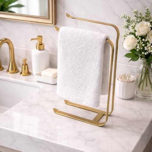 Porta toalha de rosto lavabo pia banheiro dourado, branco,preto. LINHA (PRO)
