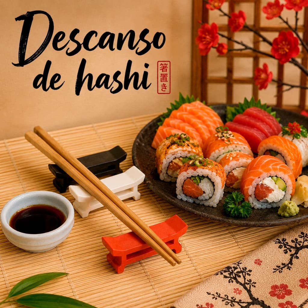 Kit Descanso para Hashi Japonês Apoio Decorativo para Sushi e mesa Restaurante Oriental minimalista