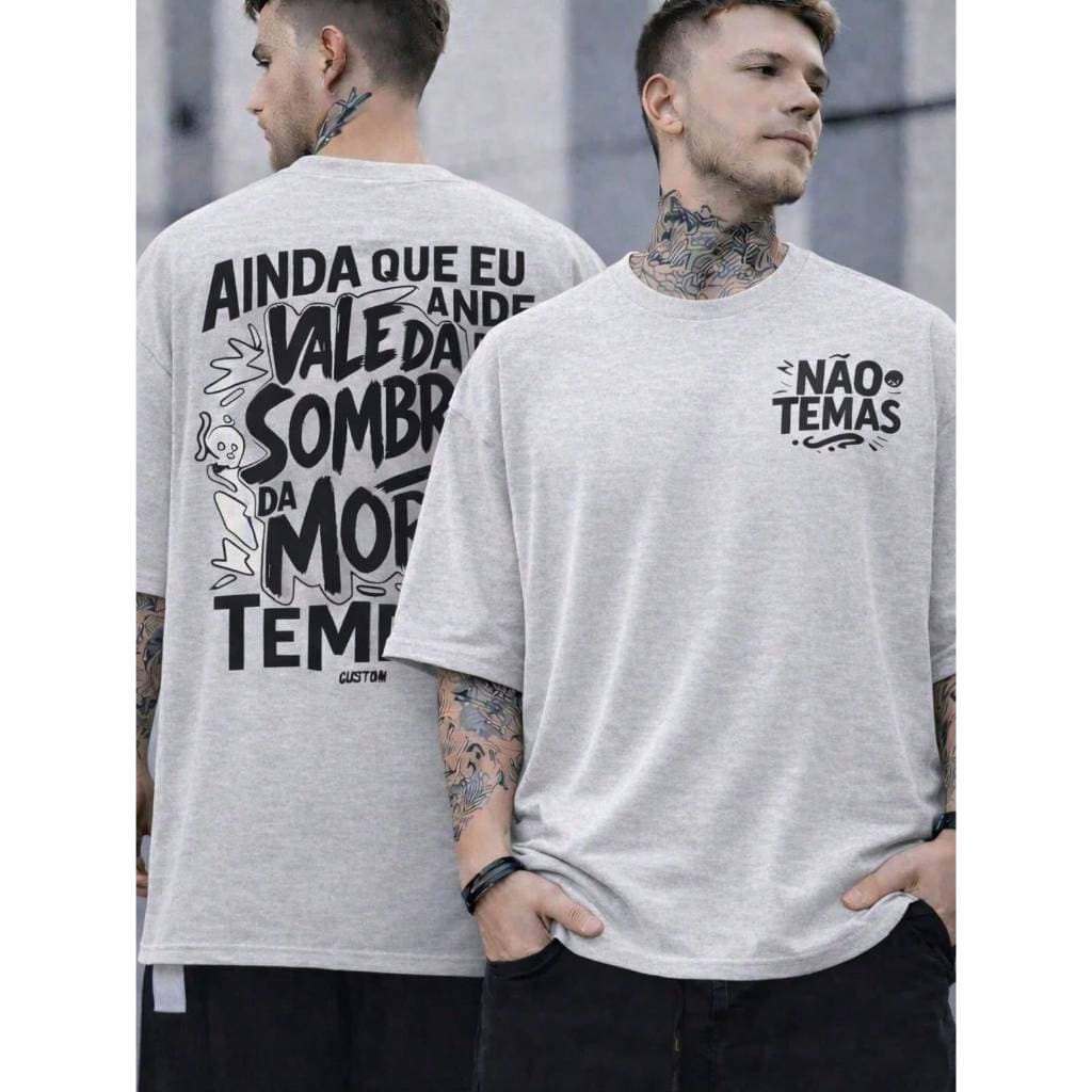 Camiseta Feminina 100 % Algodão Premium Cristã Religiosa Não Temas Estampa Salmo 23.4