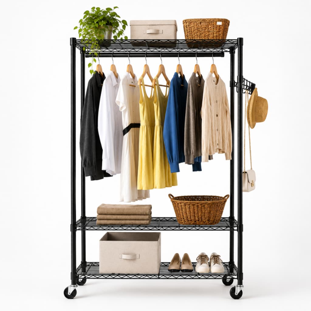 Arara Cabideiro Organizadora De Roupas Sapateira Closet Guarda Roupa Para Quarto Com Rodinhas