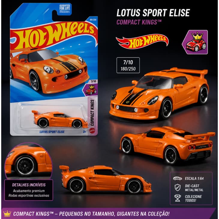 Carro Colecionador Hotwheels - Lotus Sport Elise Compact Kings
