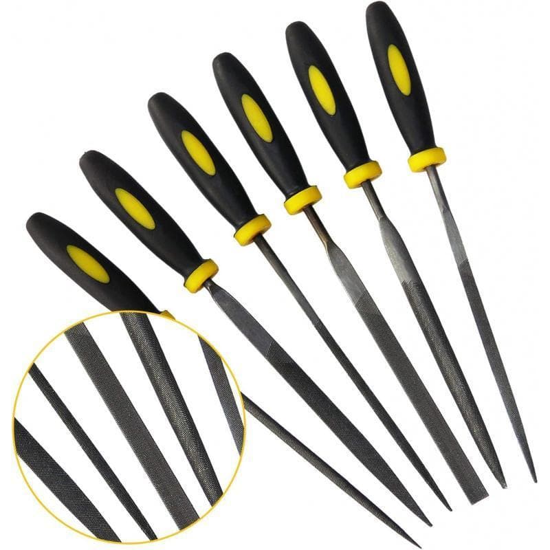 Conjunto de 6 limas de precisão, kit completo de ferramentas de lixamento para metal, madeira e artesanato com cabo anti