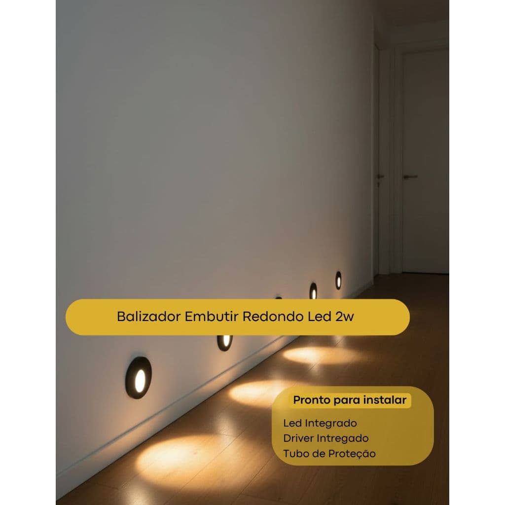 Kit 34 Mini Balizador Led 2w Embutir Parede Escada Alumínio A Prova D' água Redondo Corredor Bivolt