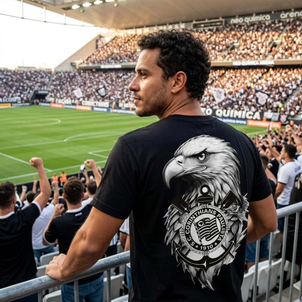Camiseta Estampada Time CP Gaviões Timão Bando de Louco Unissex Algodão