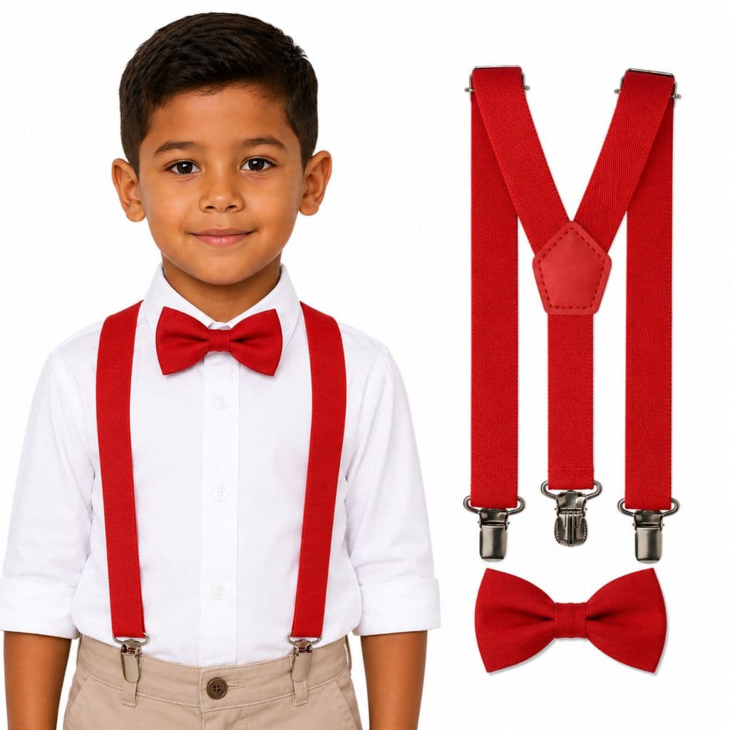 Kit 1 Gravata E 1 Suspensório Infantil Com Regulagem De Tam