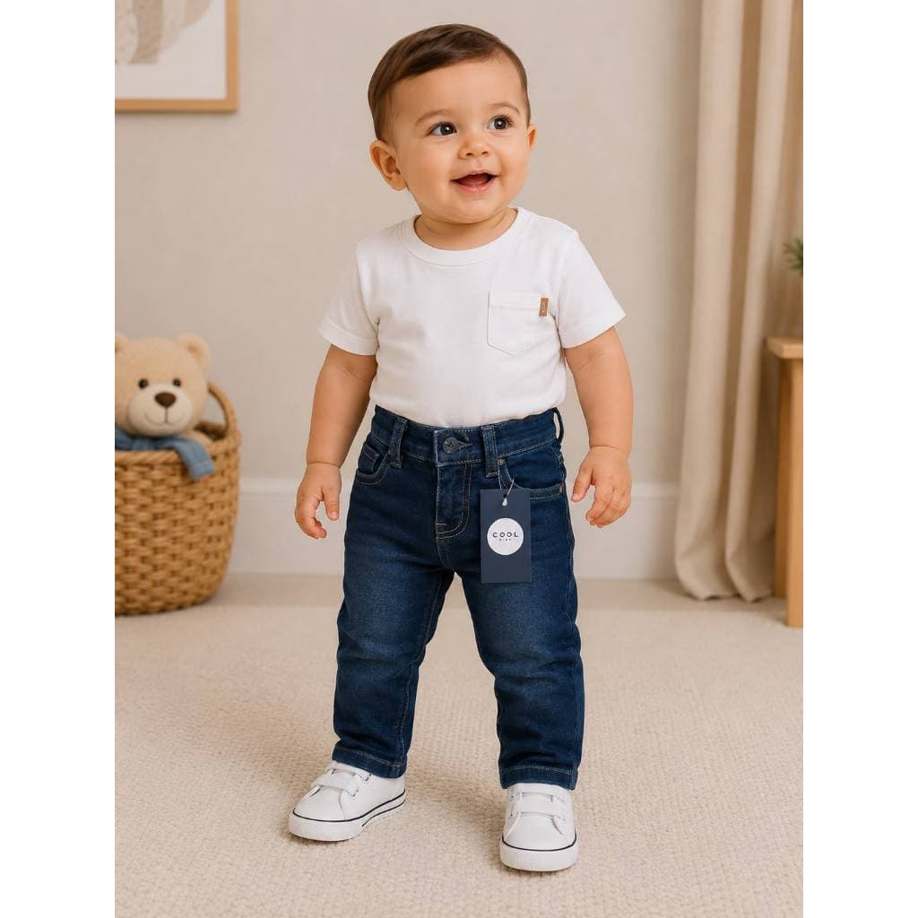 Calça Jeans Bebê Infantil Menino P M e G