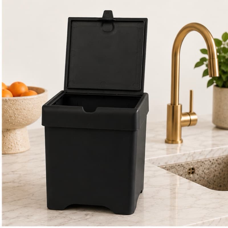 Lixeira com Tampa Preta - Para Cozinha Escritório Banheiro Quarto