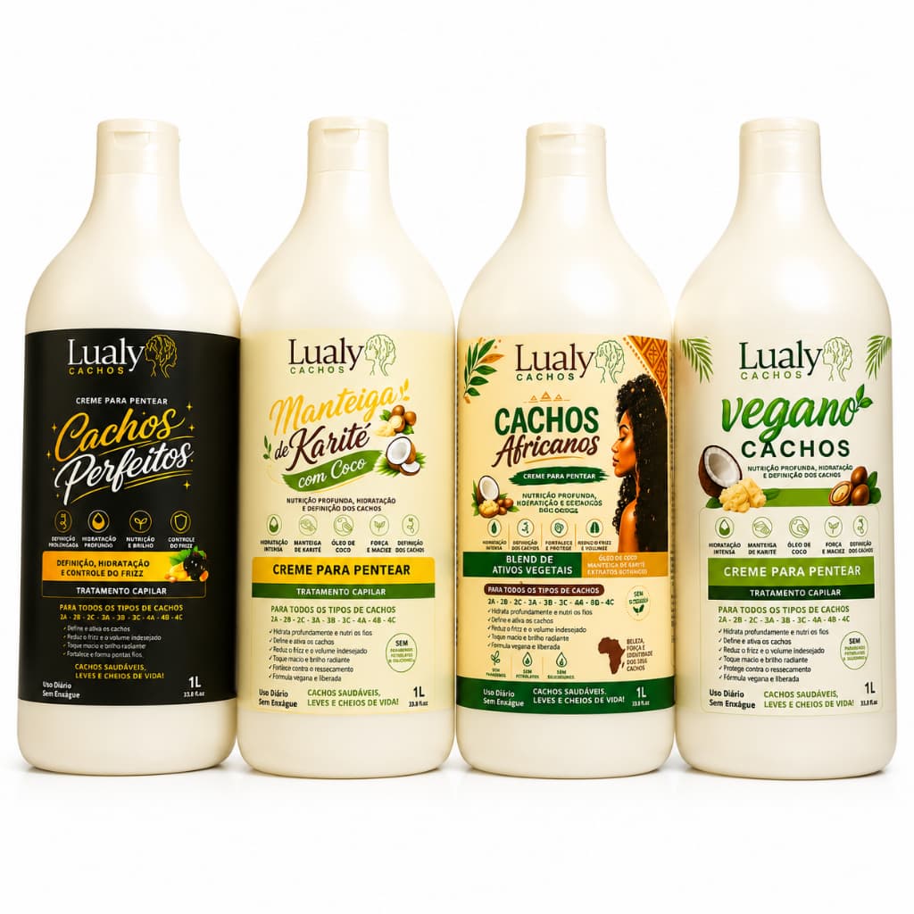 Creme para Pentear Lualy Cachos 1L Definição Hidratação Anti Frizz Diversas Versões