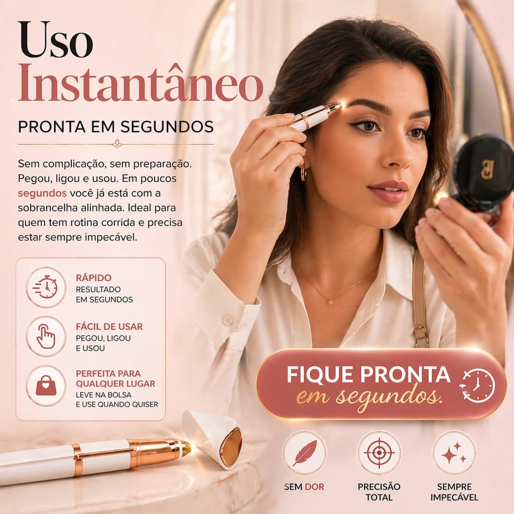 KIT Depiladora Caneta Aparadora De Sobrancelha Rosto Portátil Elétrico Recarregável USB Bivolt
