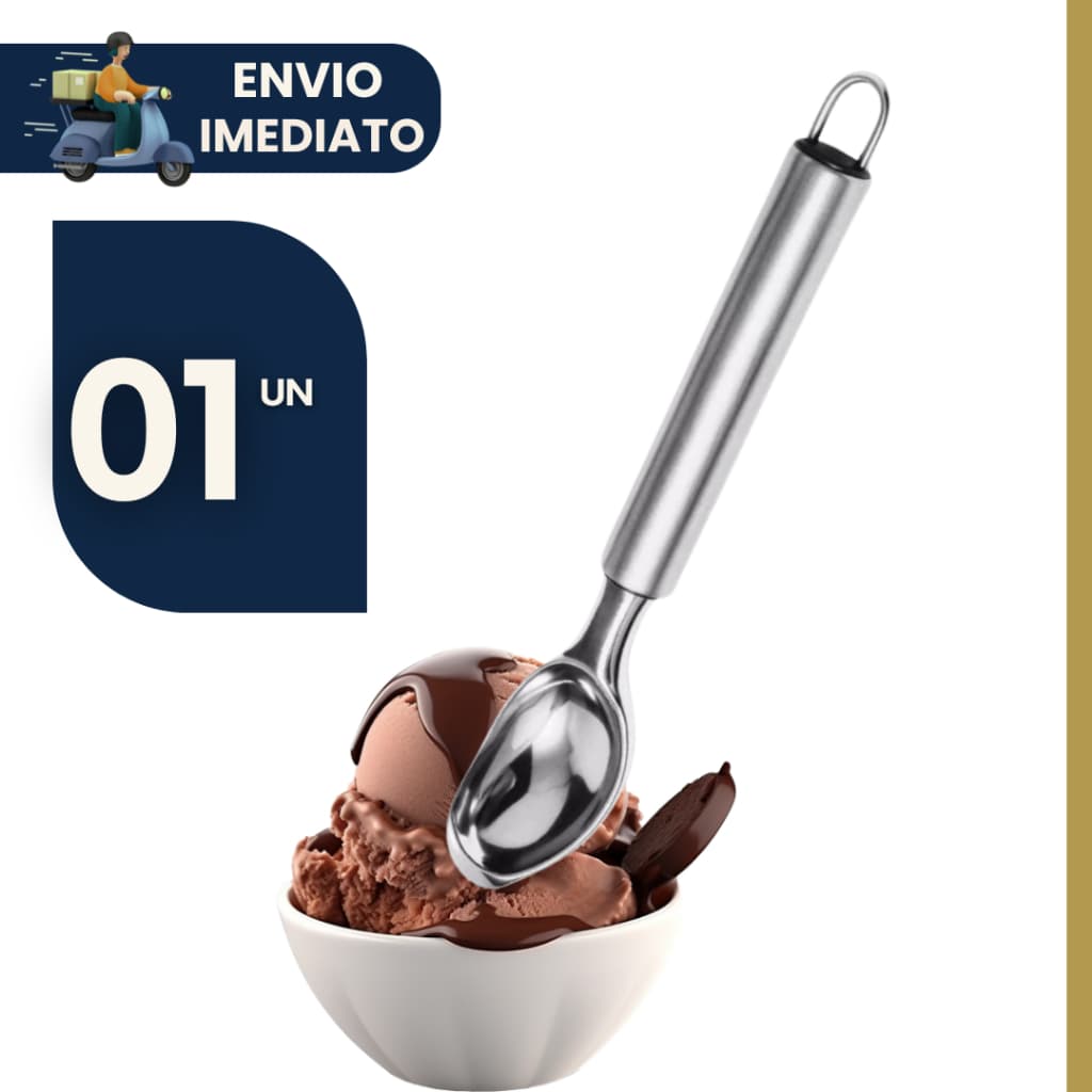 Colher para Açai e Sorvete Inox Profissional Pegador Concha Resistente Premium Colher Sobremesa