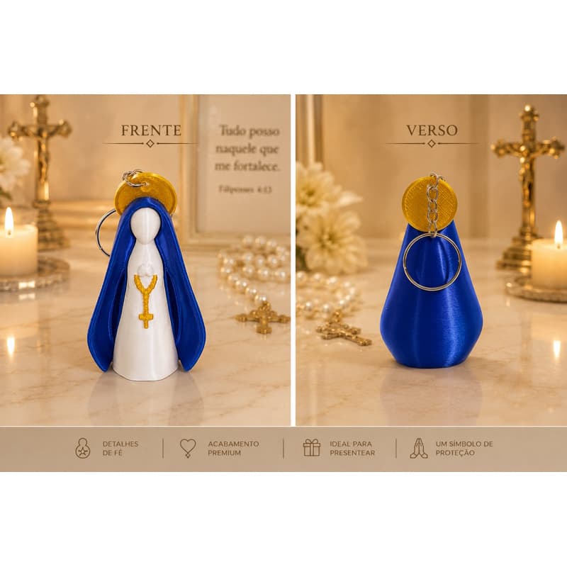 🙏 Chaveiro Nossa Senhora Aparecida – Impressão 3D